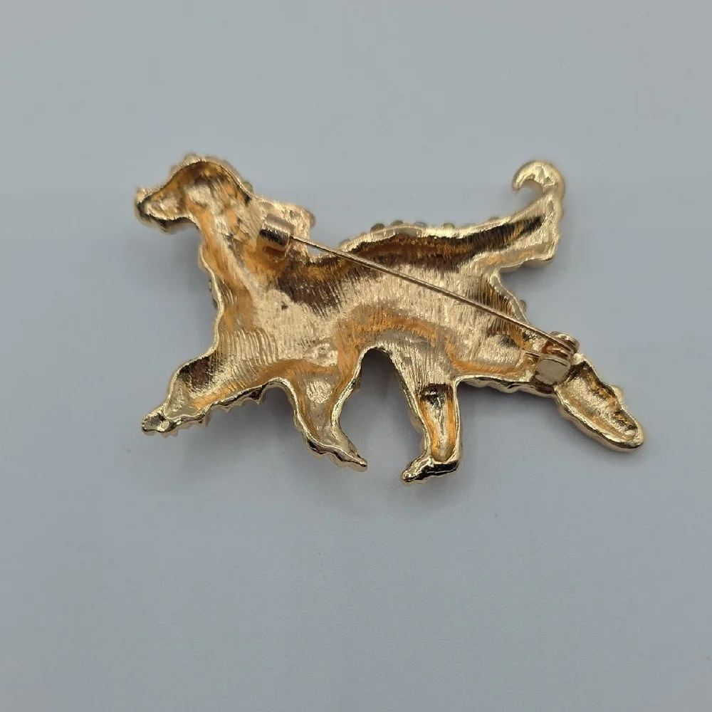 Pretty Golden Retriever Dog Gold and Purple Brooch